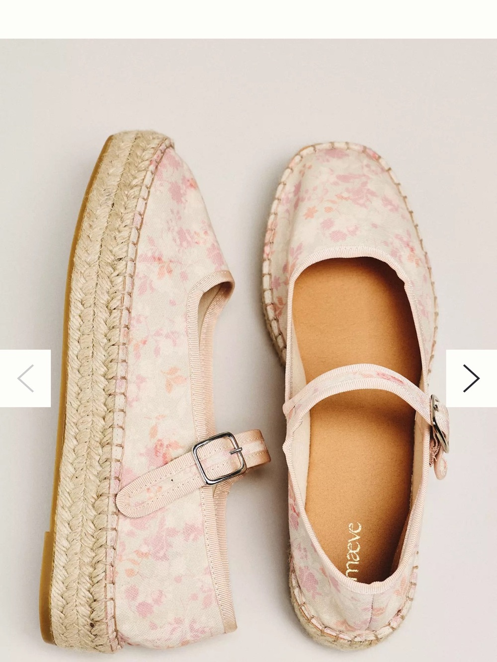 Maeve Light Pink Floral Mary Jane Espadrilles NIB 9.5 / 40